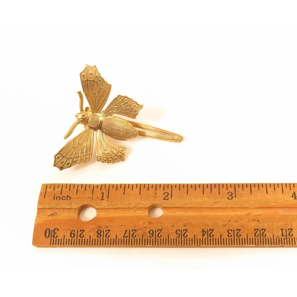 Vintage Gold Toned‎ Butterfly Hair Clip*Barrette Jewelry Accessory Japan